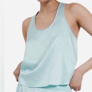 LUNYA Light Blue 100% Washable Silk Tulip Back Tank Top Size M
